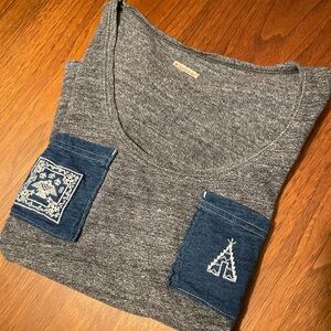 Kapital Gray and Blue Short Sleeve Tee Women’s 0 xs/xxs
